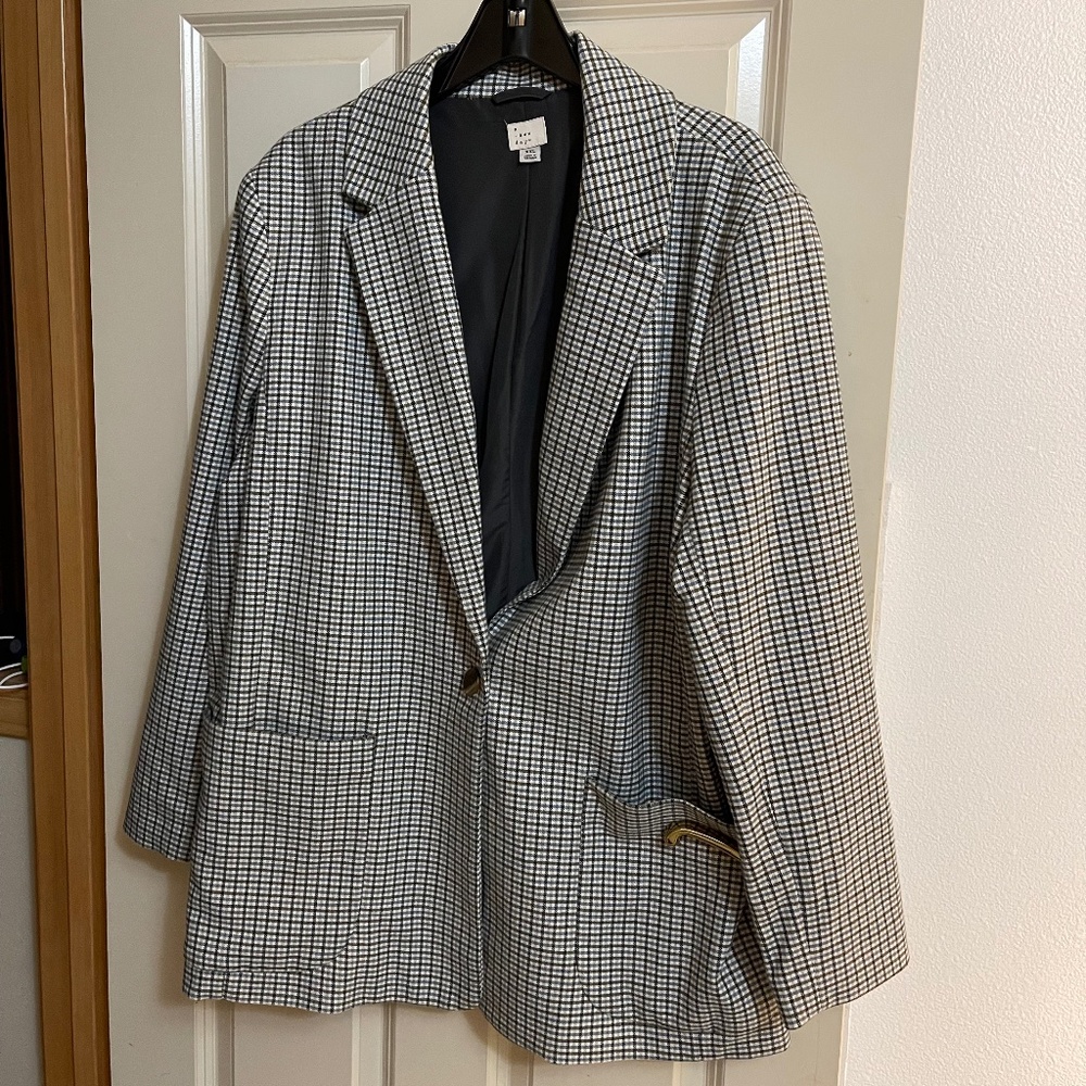 a new day check plaid plus size blazer